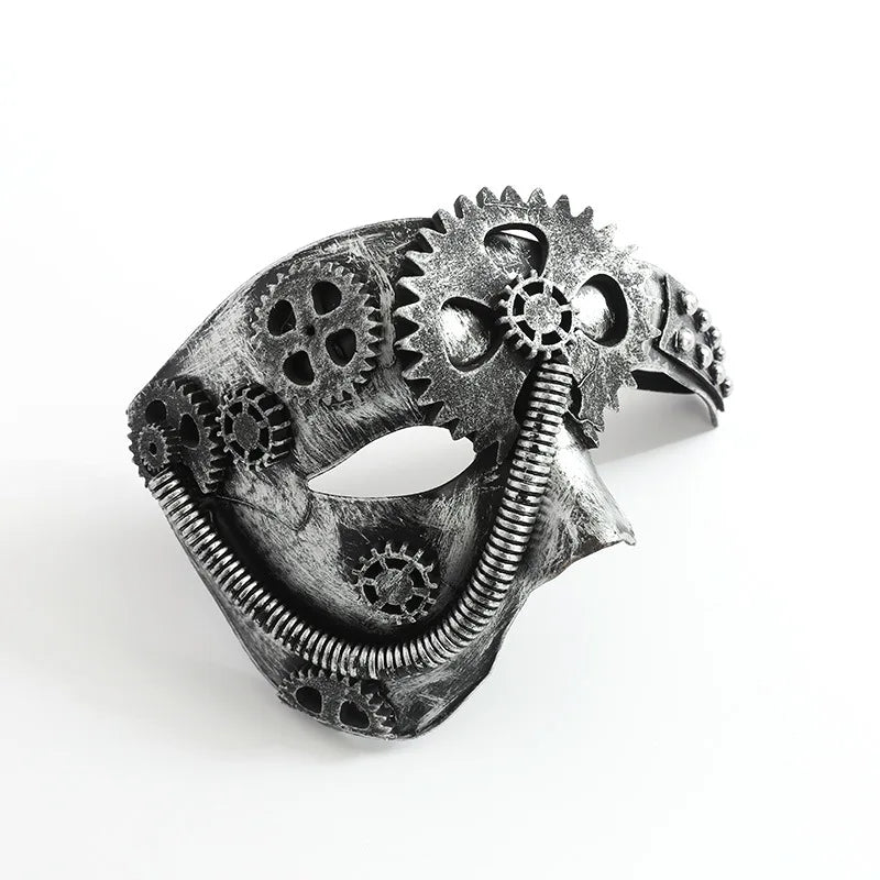 Steampunk Mechanical Gear Half-Face Mask Grey