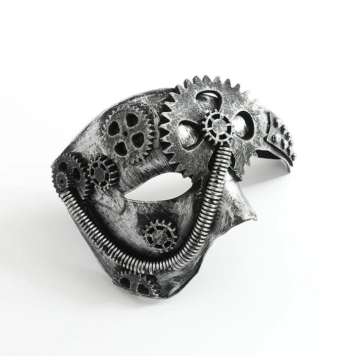 Steampunk Mechanical Gear Half-Face Mask Grey