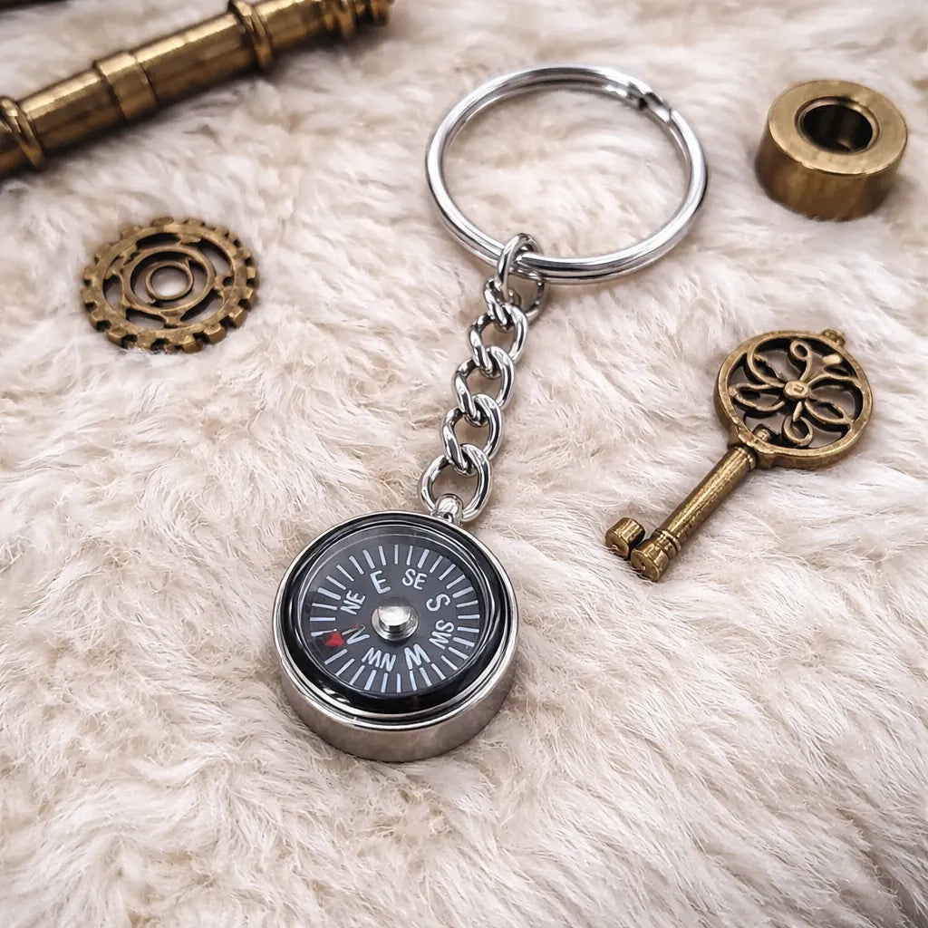 Steampunk Mini Compass Keychain
