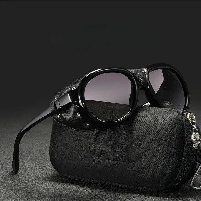 Steampunk Mirrored Sunglasses Leather Shields