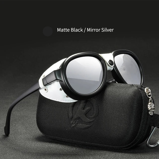 Steampunk Mirrored Sunglasses Leather Shields – bold design
