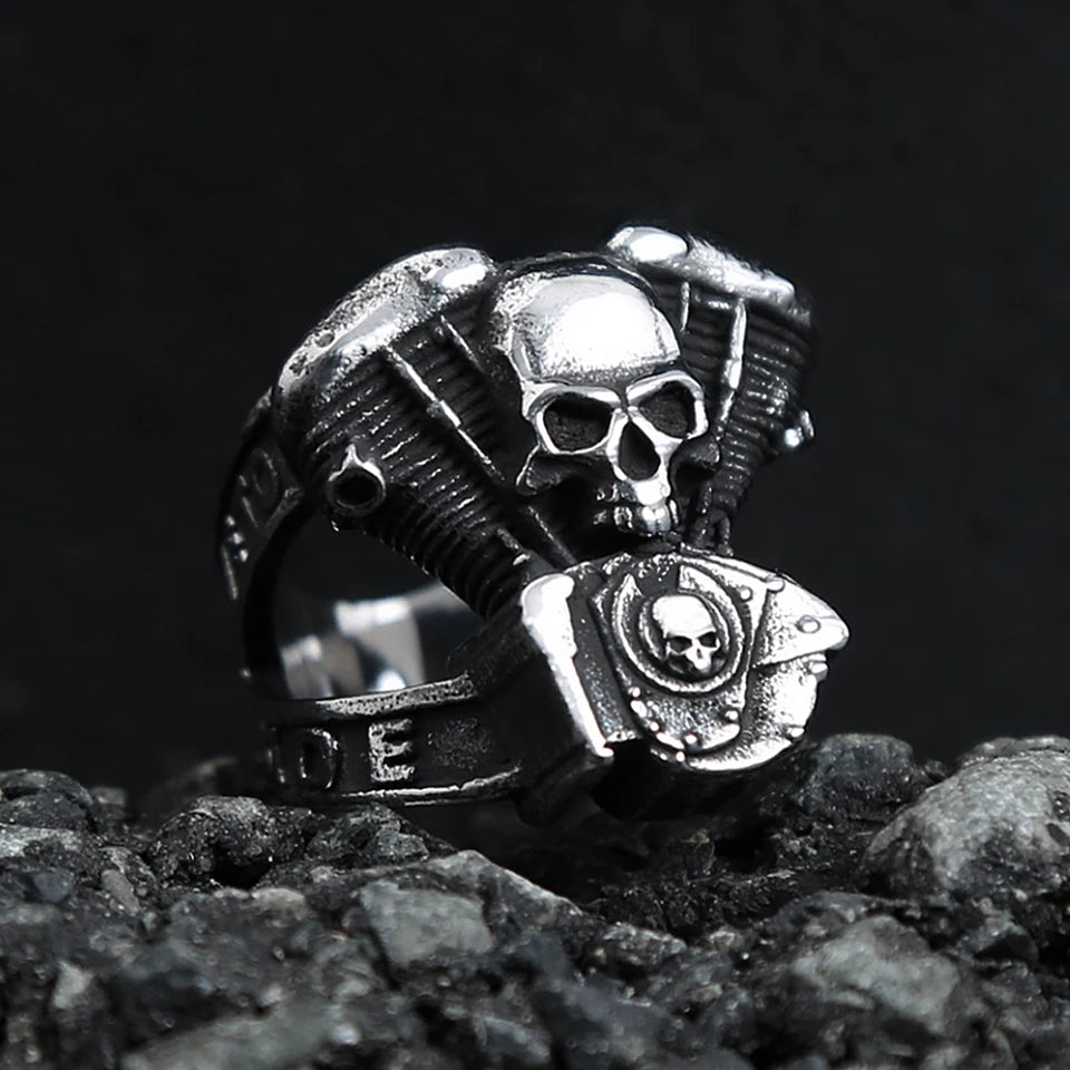 Steampunk Motorcycle Engine Crane Ring