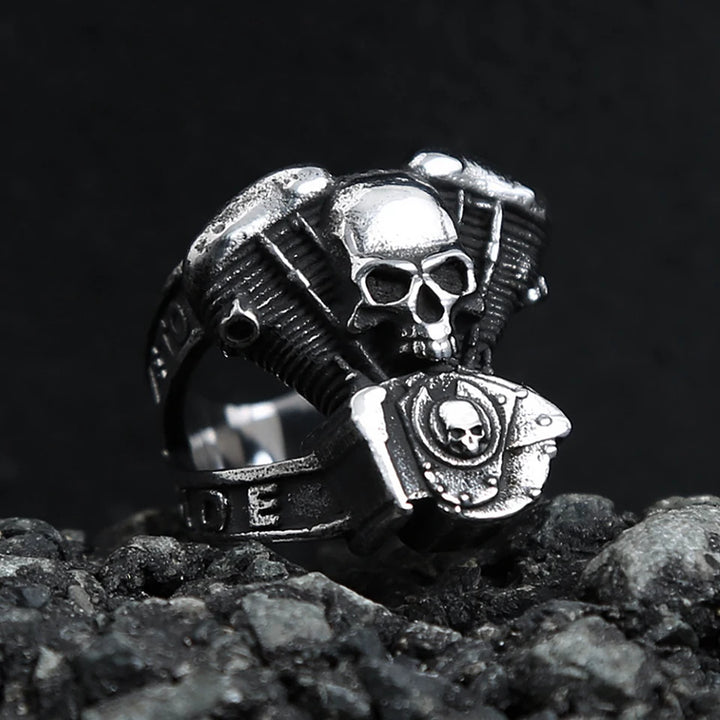 Steampunk Motorcycle Engine Crane Ring