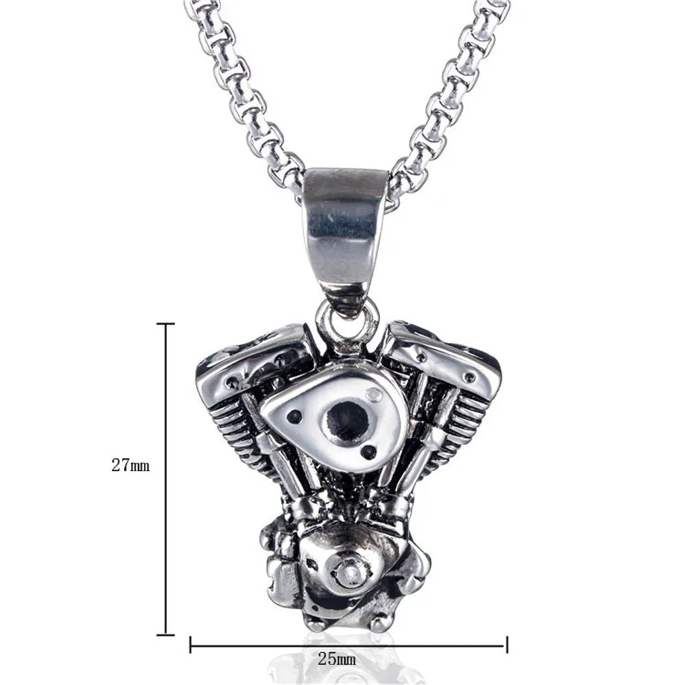 Steampunk Motorcycle Engine Necklace Mesurement
