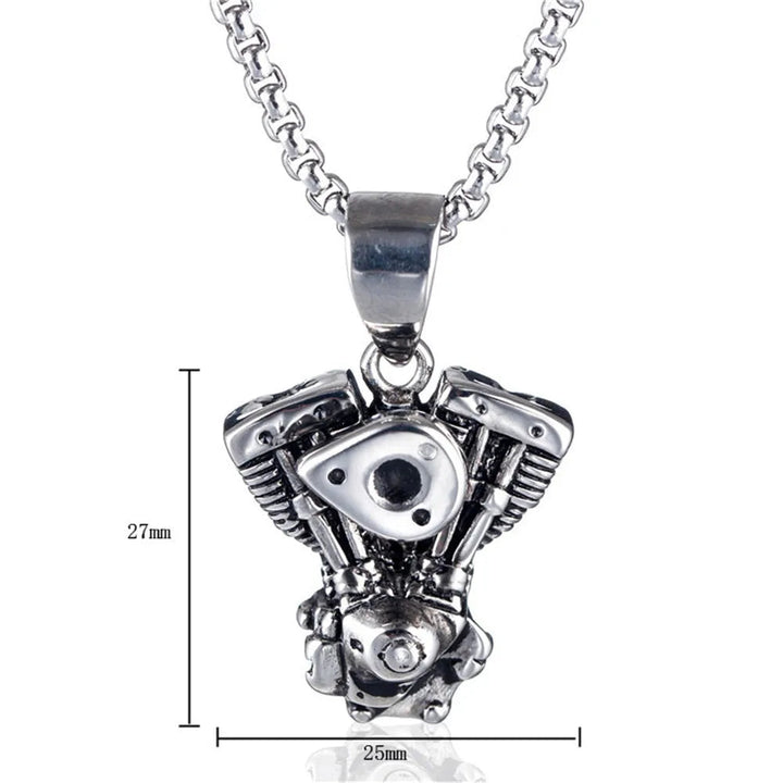Steampunk Motorcycle Engine Necklace Mesurement