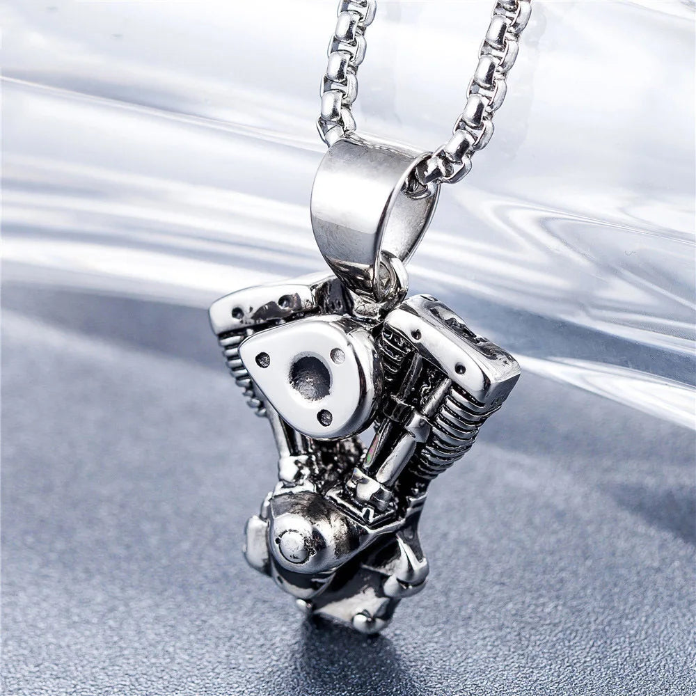 Steampunk Motorcycle Engine Necklace Stylish