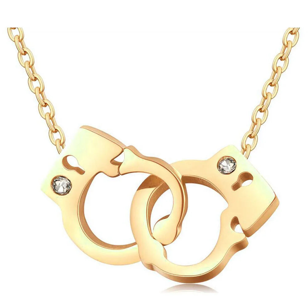 Steampunk Necklace Handcuffs Gold