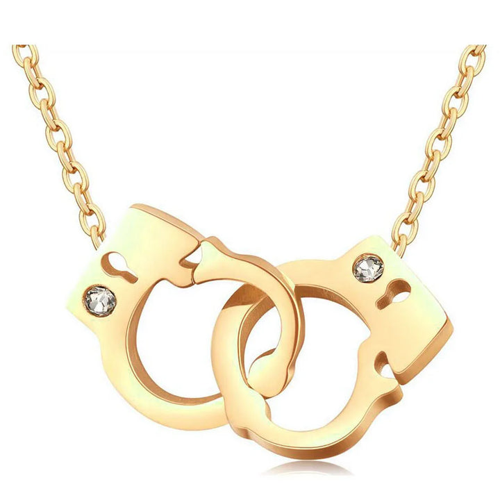 Steampunk Necklace Handcuffs Gold