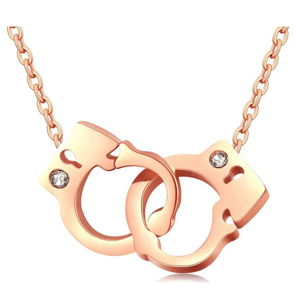 Steampunk Necklace Handcuffs Pink