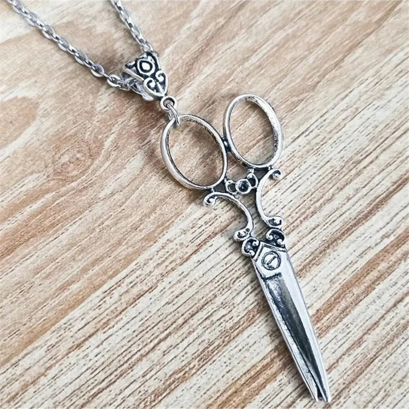 Steampunk Necklace With Scissors Pendant