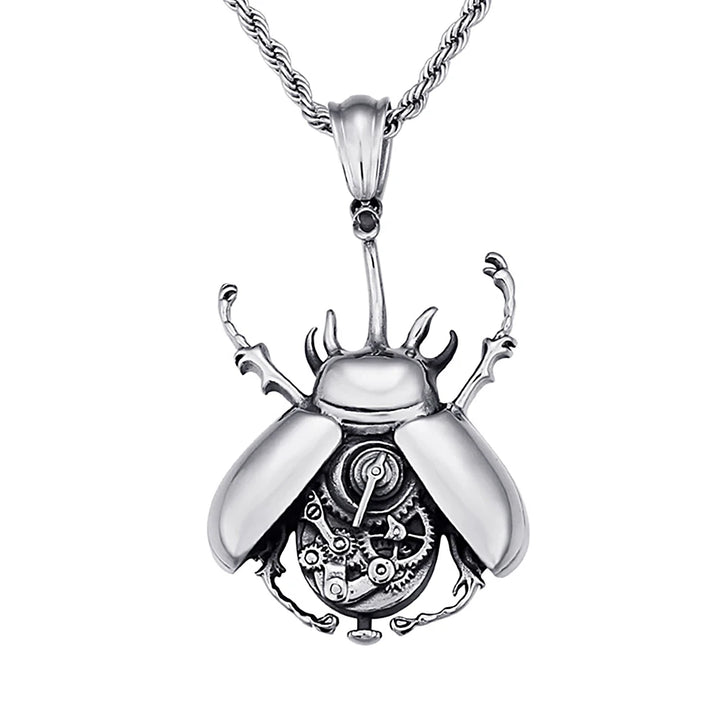 Steampunk Necklace with Mechanical Beetle Details