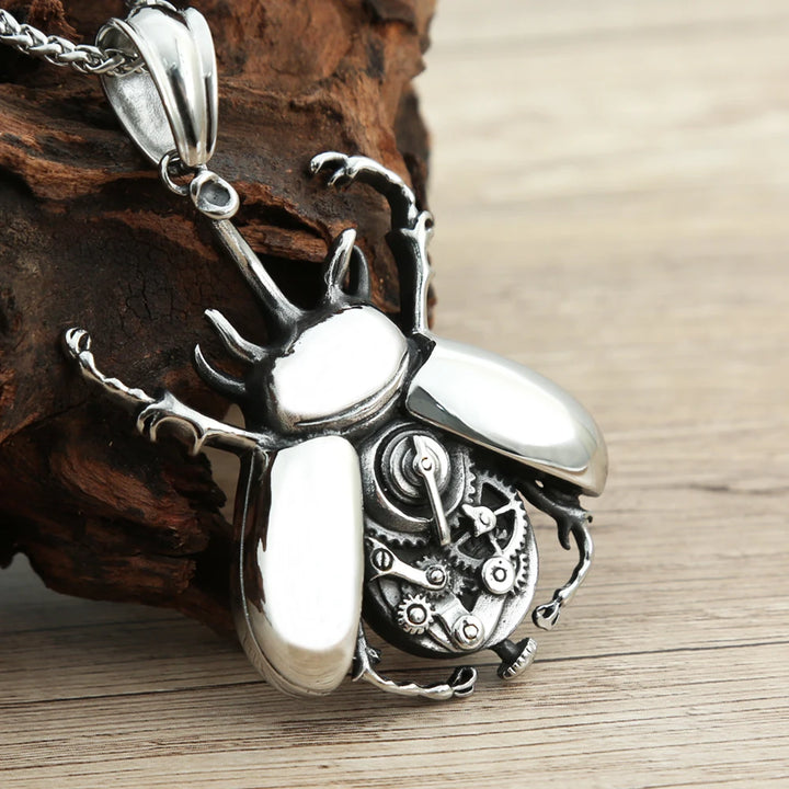 Steampunk Necklace with Mechanical Beetle Stylish