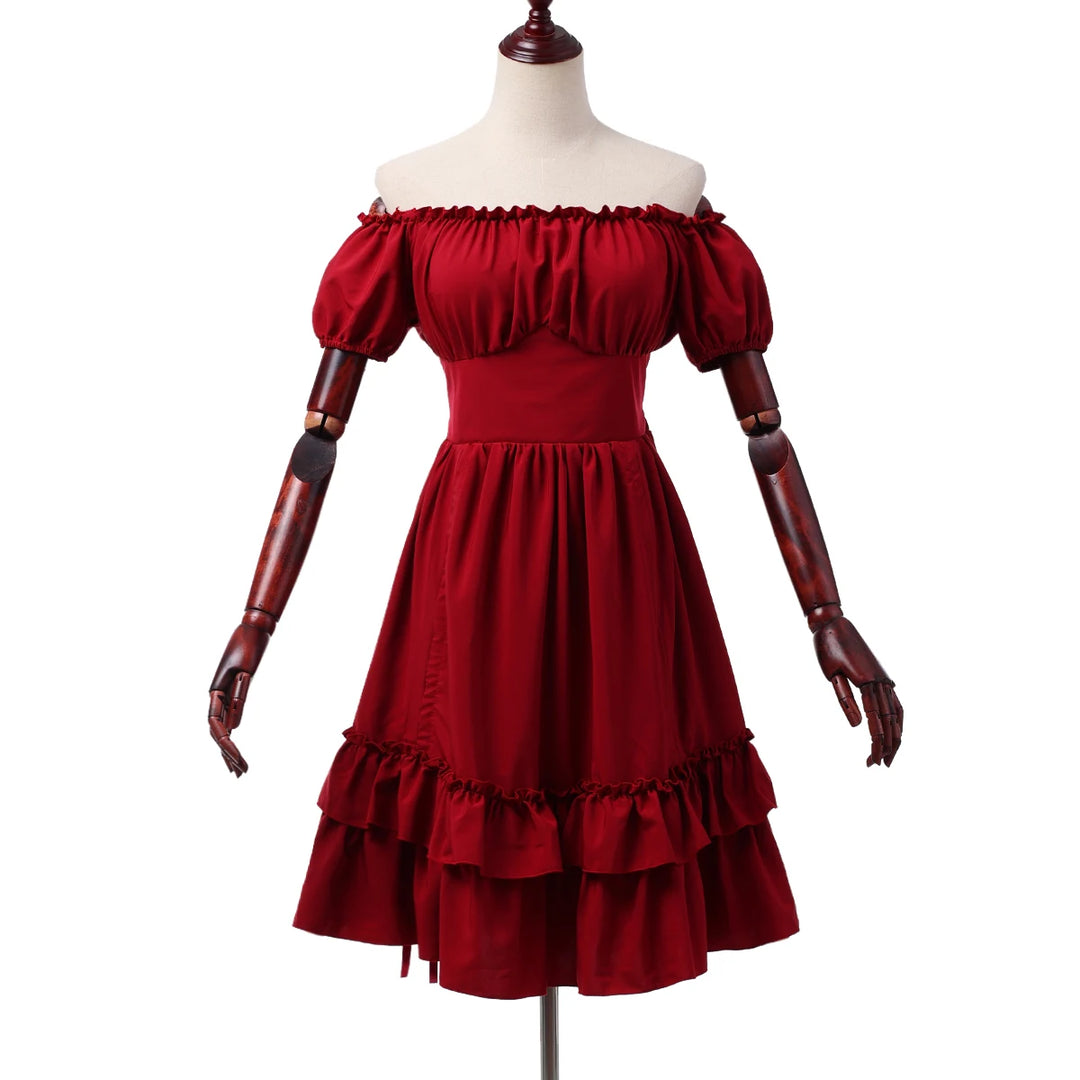 Steampunk Off-the-Shoulder Pirate Dress red