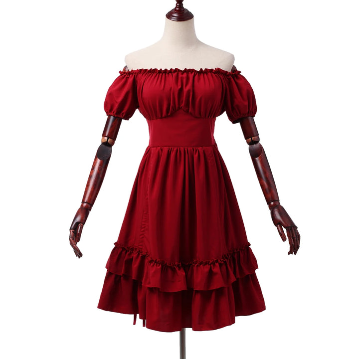 Steampunk Off-the-Shoulder Pirate Dress red