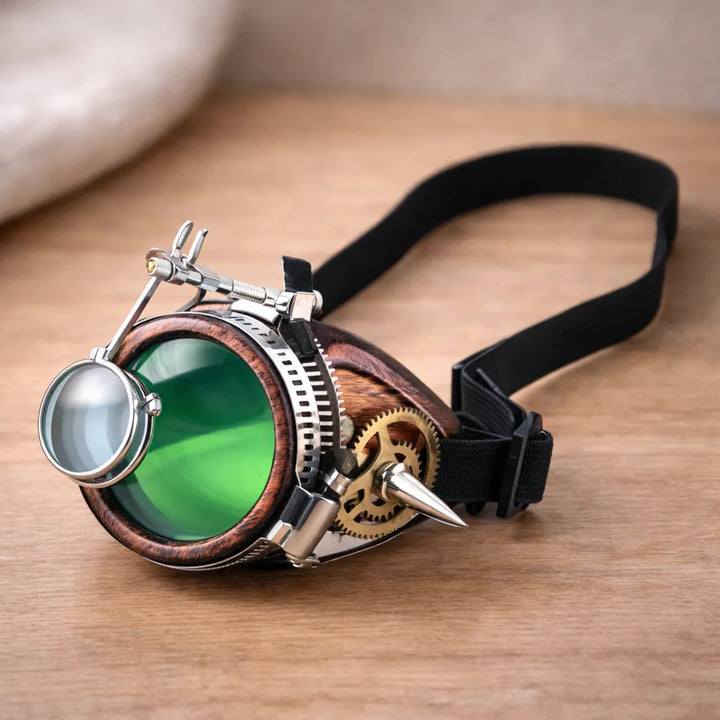Steampunk One-Eyed Goggle Spikes Gears