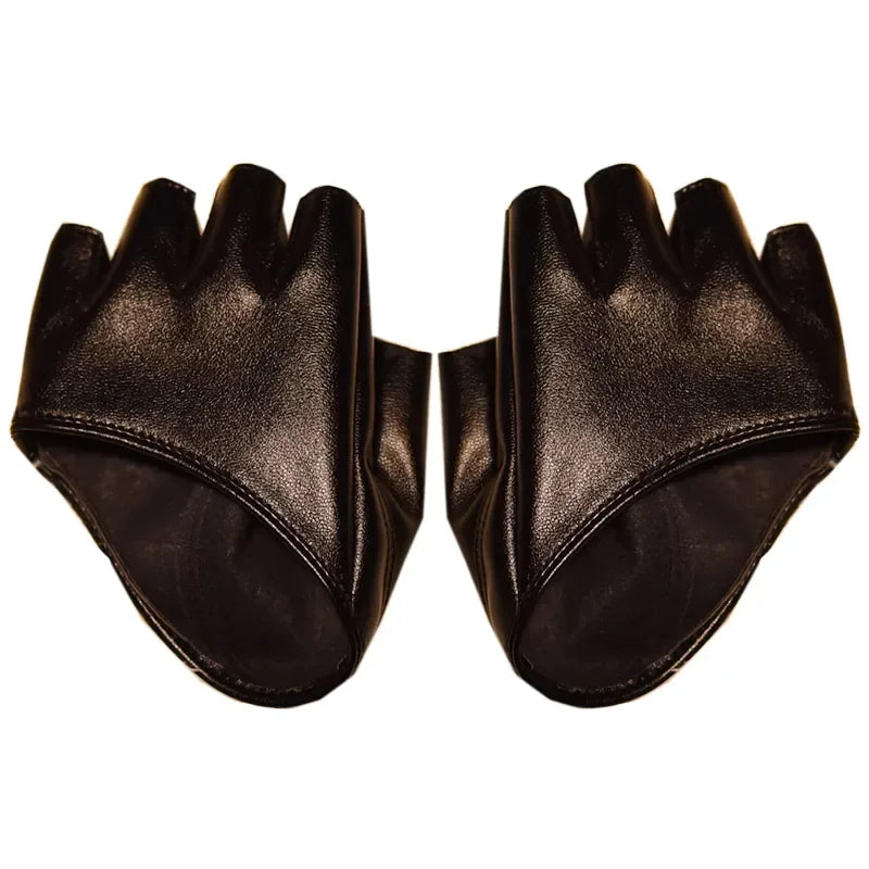 Steampunk PU Half Gloves Brown