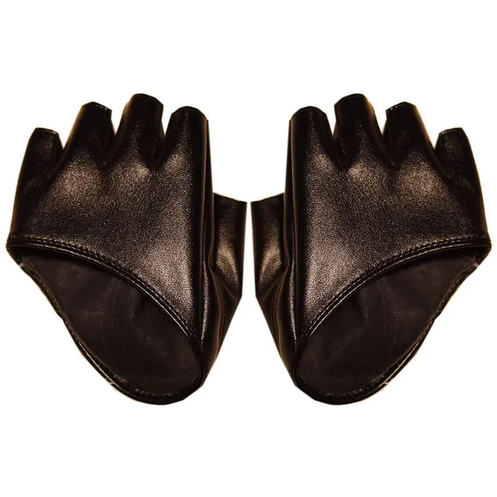 Steampunk PU Half Gloves Brown