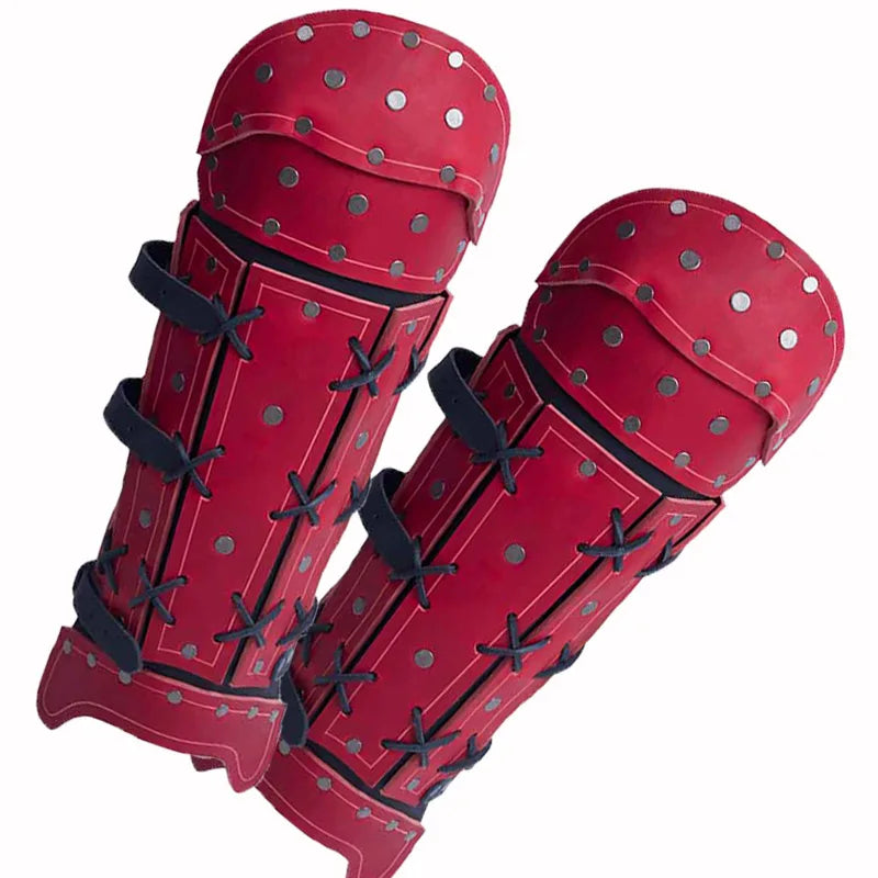 Steampunk PU Leather Leg Armor red