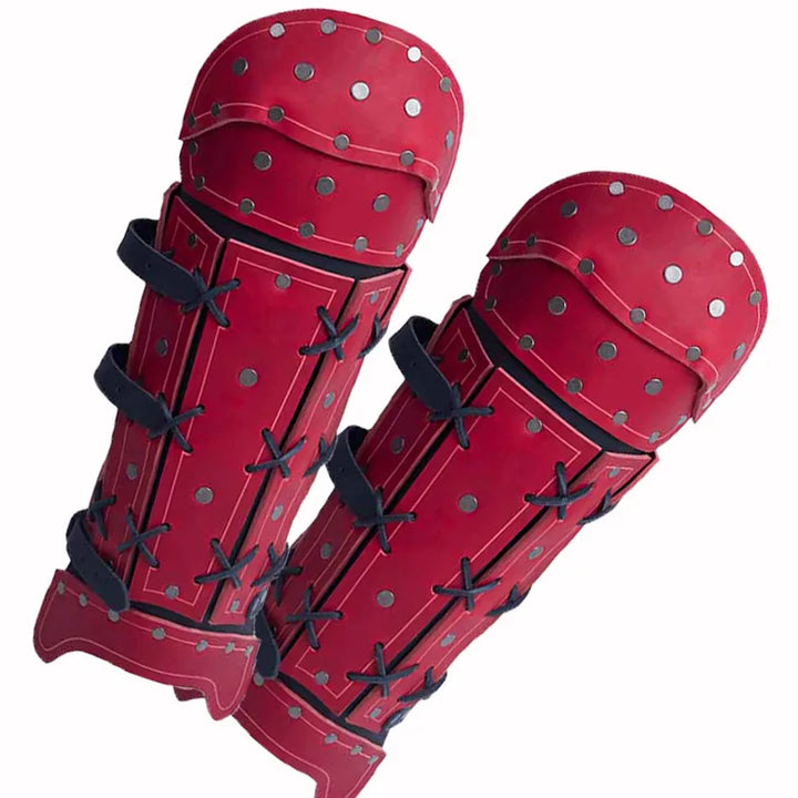 Steampunk PU Leather Leg Armor red