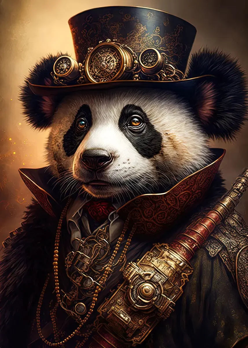 Steampunk Panda Wall Art elegant