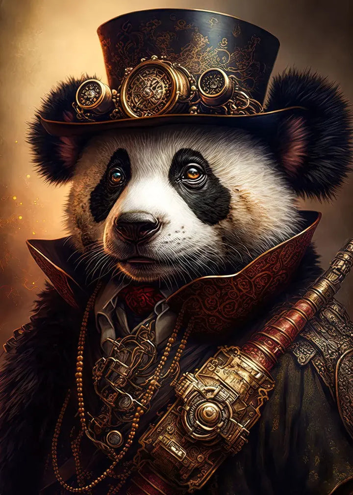 Steampunk Panda Wall Art elegant