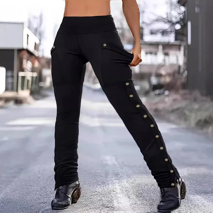 Steampunk Pants with Side Buttons Stylish
