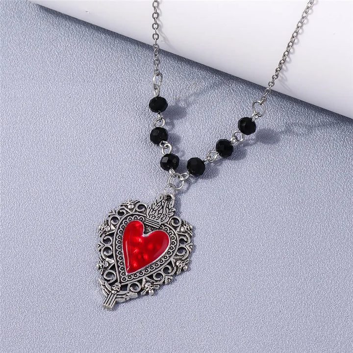 Steampunk Pearl Heart Necklace