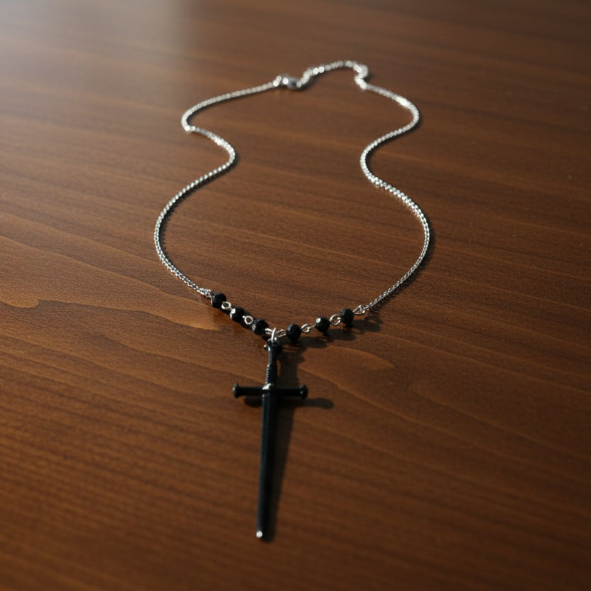 Steampunk Pearl Sword Necklace