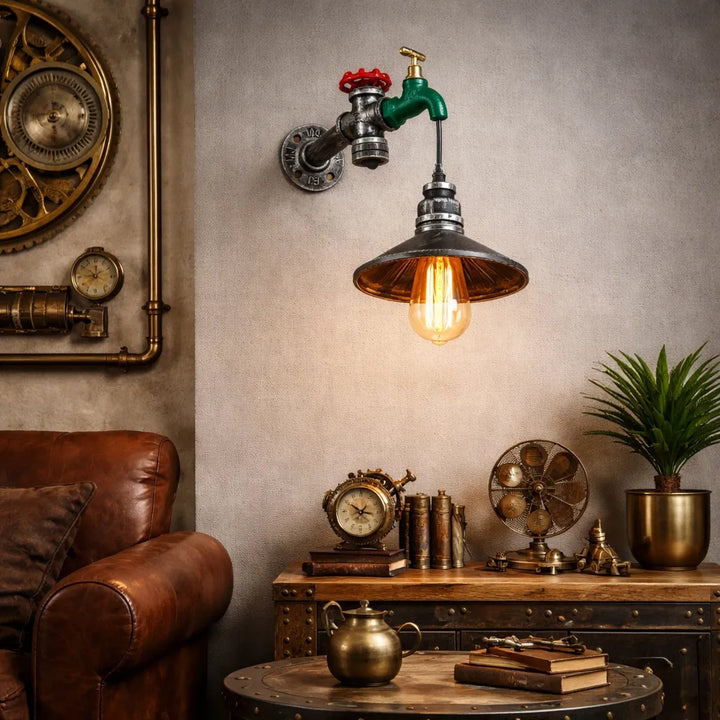 Steampunk Pendant Lamp with a Water Tap