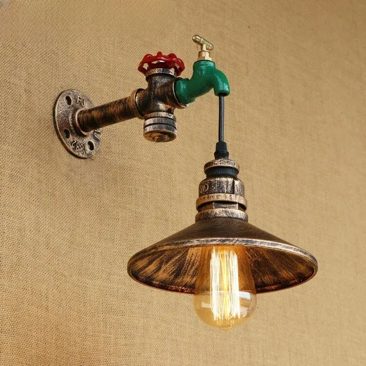 Steampunk Pendant Lamp with a Water Tap Gold