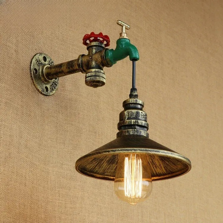 Steampunk Pendant Lamp with a Water Tap Grey