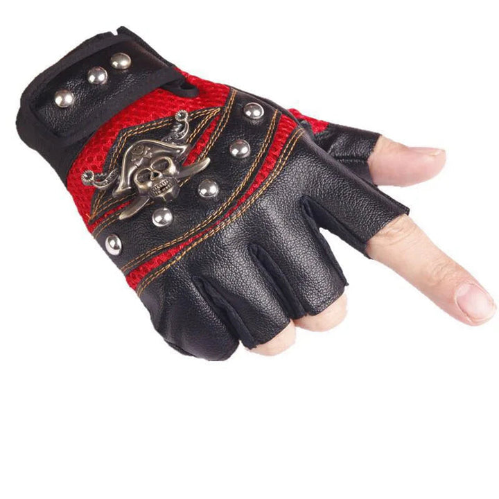 Steampunk Pirate Gloves Red