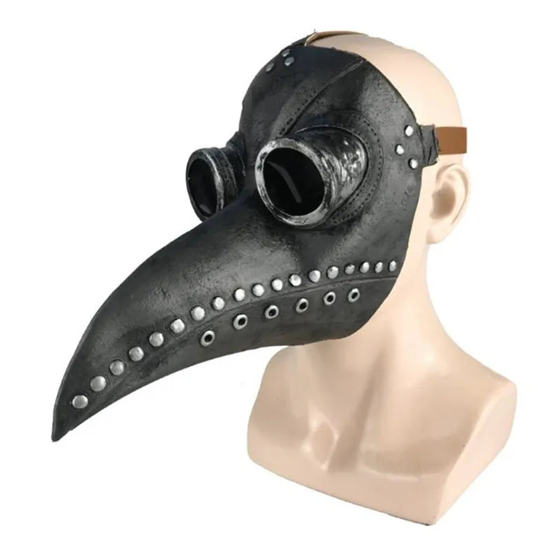 Steampunk Plague Doctor Bird Mask Silver Black