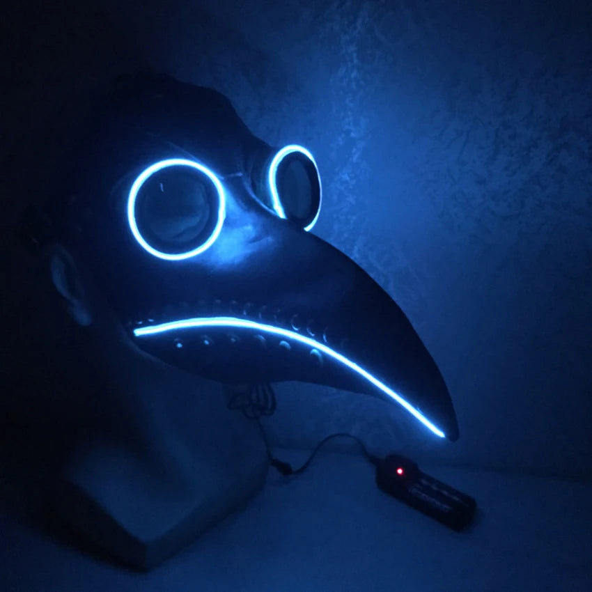 Steampunk Plague Doctor LED Mask blue