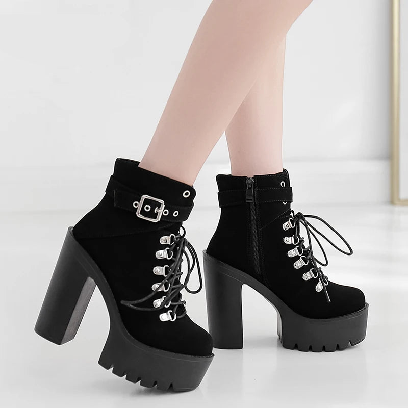 Steampunk Platform Ankle Boots Stylish