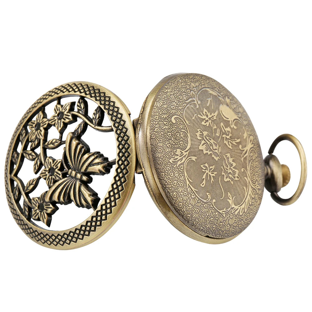 Steampunk Pocket Watch With Butterflies and Flowers romantic