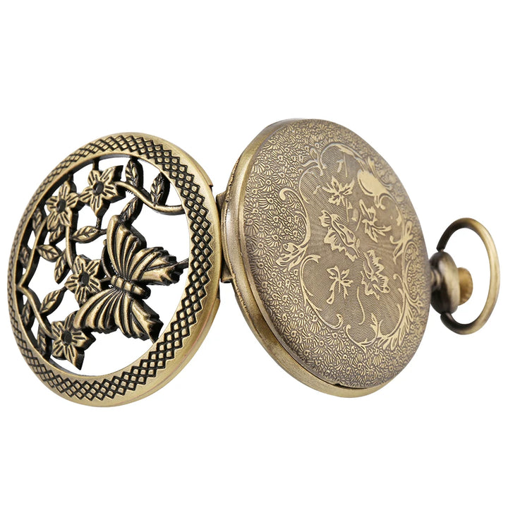 Steampunk Pocket Watch With Butterflies and Flowers romantic