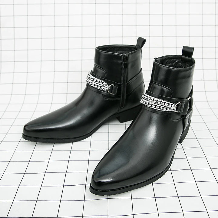 Steampunk Pointed-toe Boots With Chain