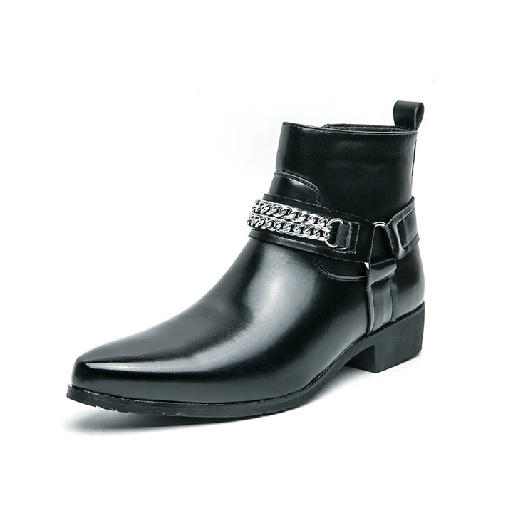 Steampunk Pointed-toe Boots With Chain industrial