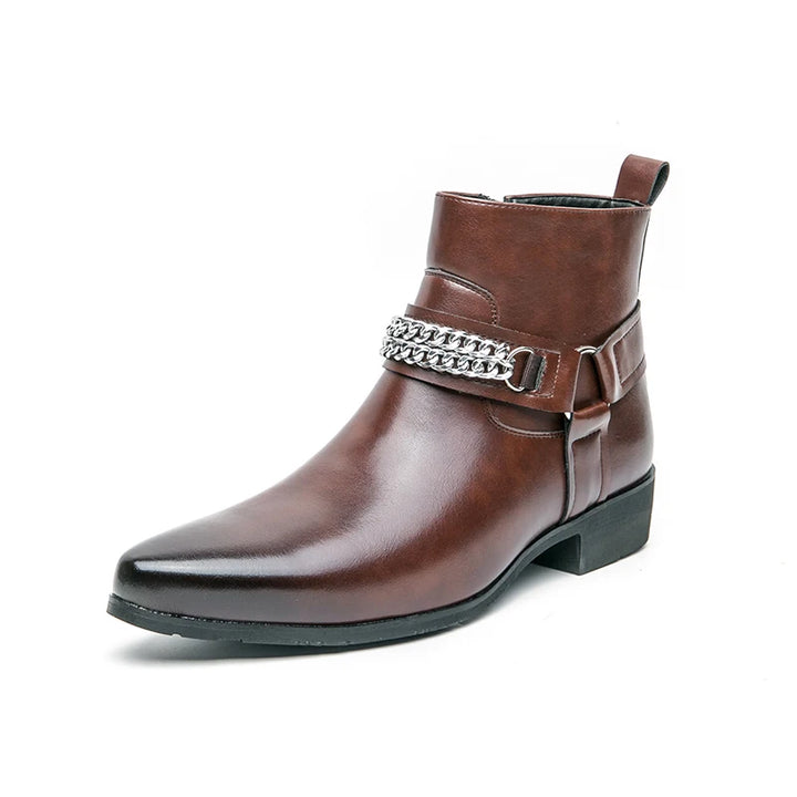 Steampunk Pointed-toe Boots With Chain striking