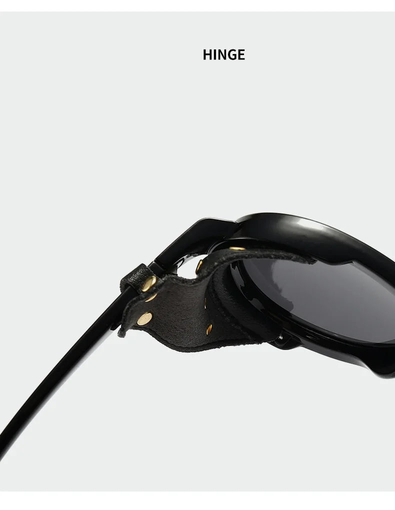 Steampunk Polarized Sunglasses Leather Shields – bold aesthetic
