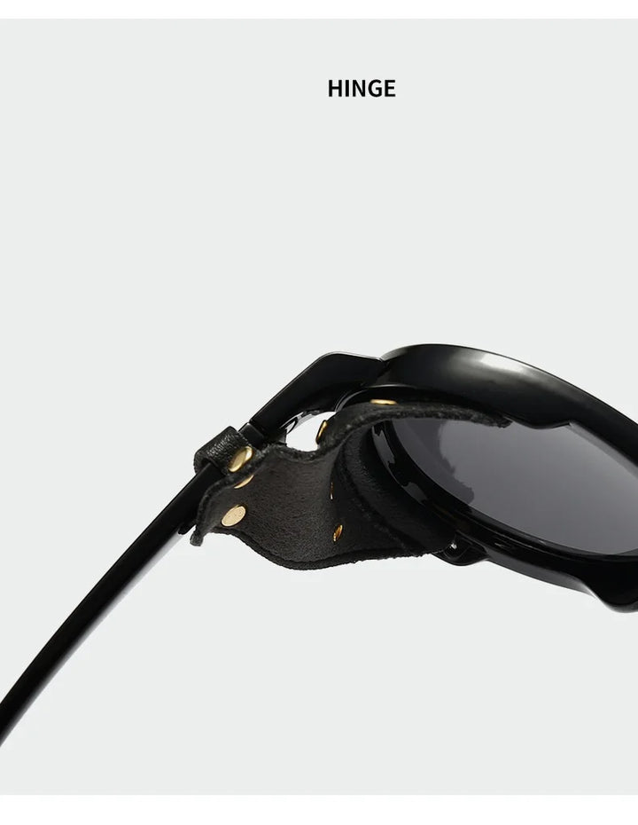 Steampunk Polarized Sunglasses Leather Shields – bold aesthetic