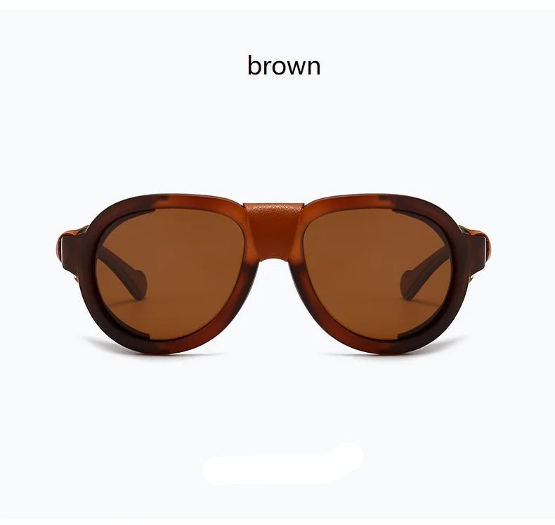 Steampunk Polarized Sunglasses Leather Shields – industrial look