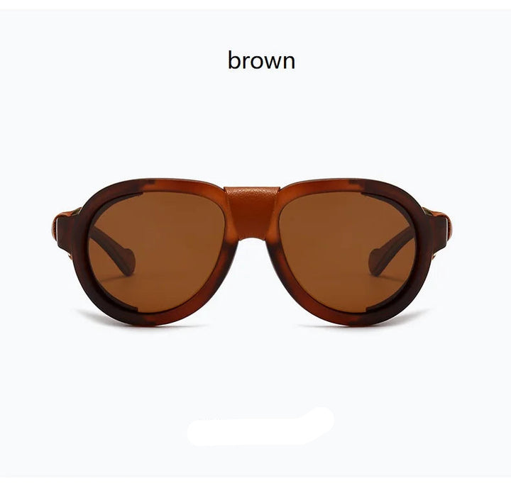 Steampunk Polarized Sunglasses Leather Shields – industrial look
