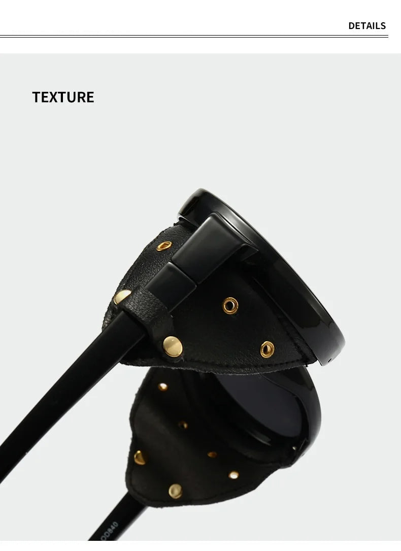 Steampunk Polarized Sunglasses Leather Shields – retro fashion