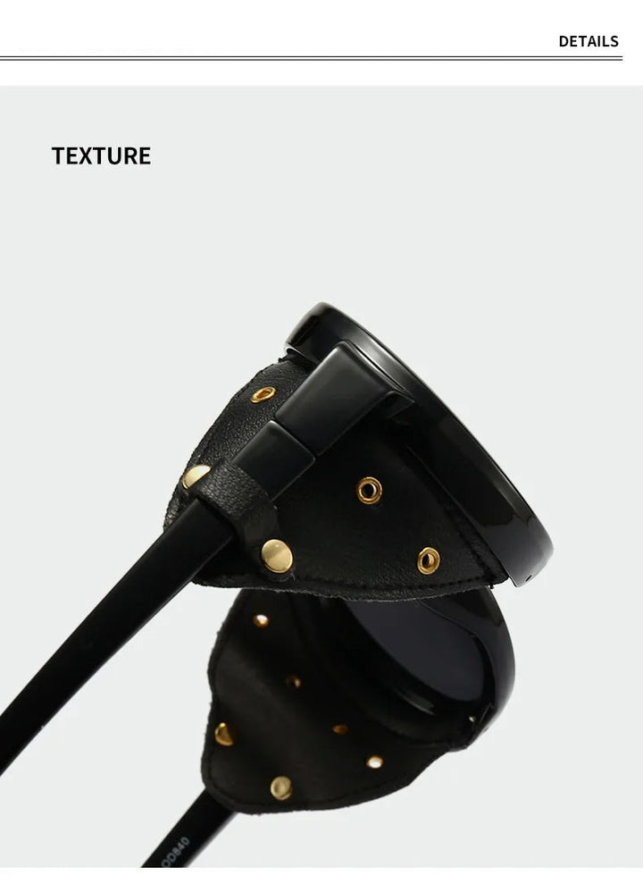 Steampunk Polarized Sunglasses Leather Shields – retro fashion