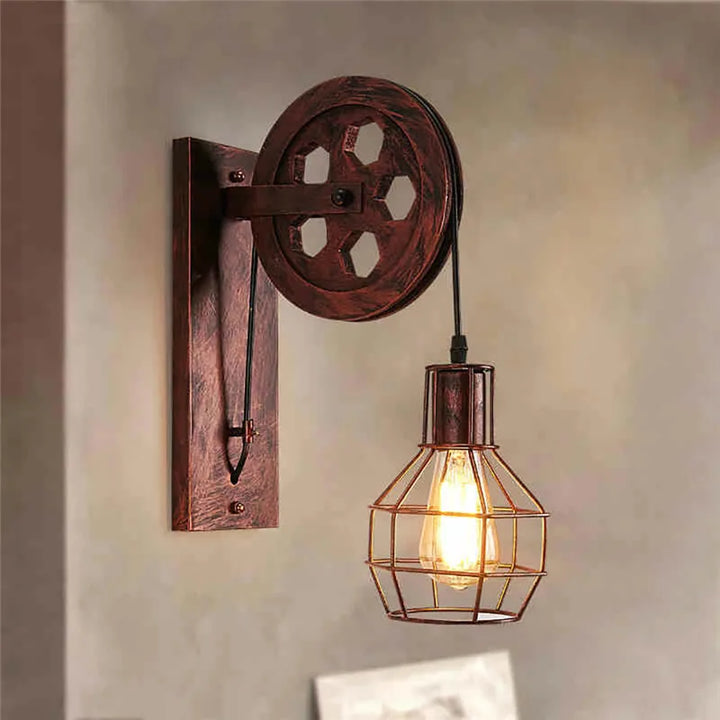 Steampunk Pulley Wall Lamp