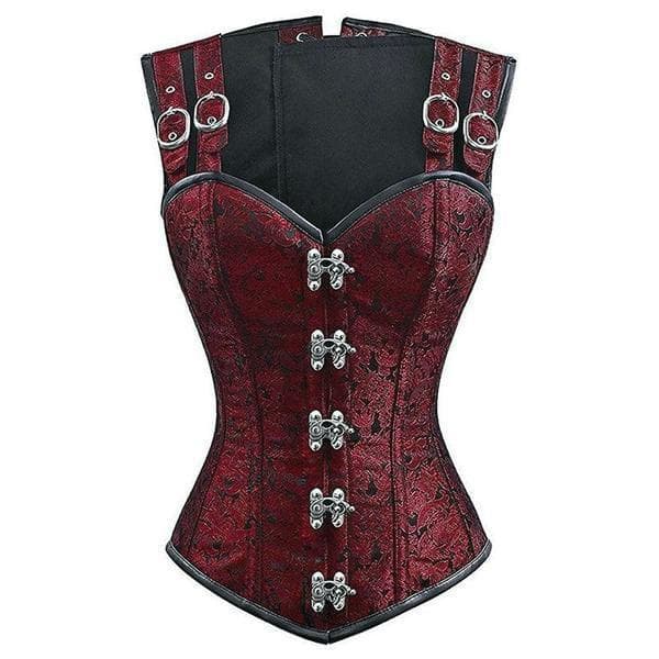 Steampunk Red Brocade Corset