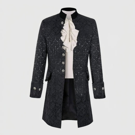 Steampunk Renaissance Jacquard Coat Black