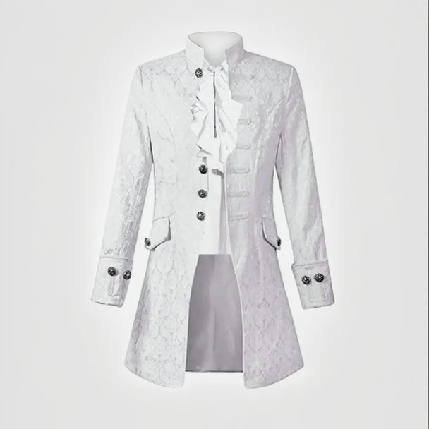 Steampunk Renaissance Jacquard Coat White